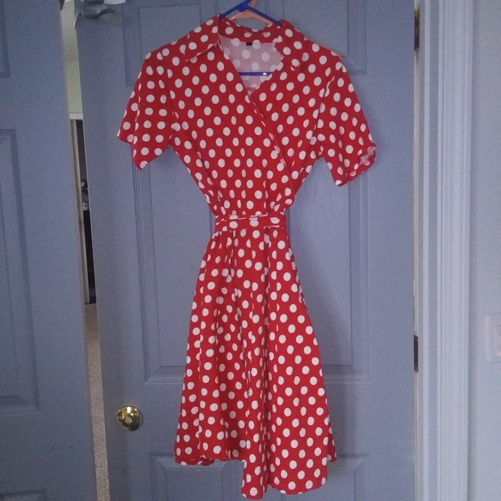 Vintage 1950s rockabilly swing red dress